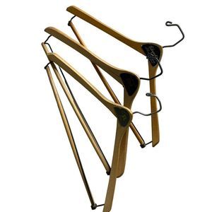 Let of 3 Vintage Wood Department Store Clothes Hangers Wishbone Logo 5213 CA OR